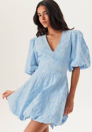 V-neck Bubble Hem Short Dress