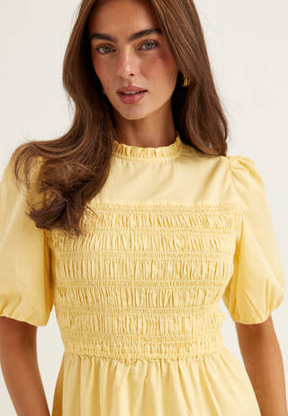 Smock Short Sleeve Cotton Dress