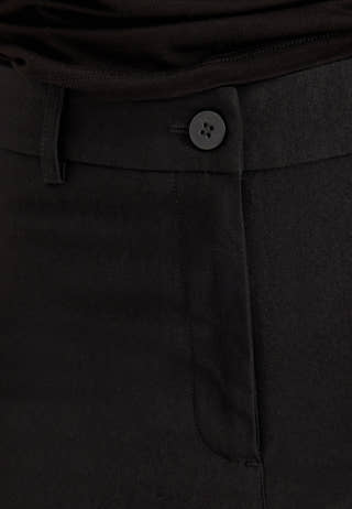 High Waist Stretchy Ankle Slit Trousers Black