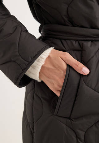 Quilted Long Jacket Black