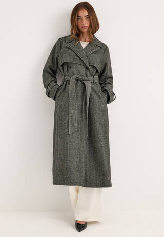 Tweed Trench Coat White