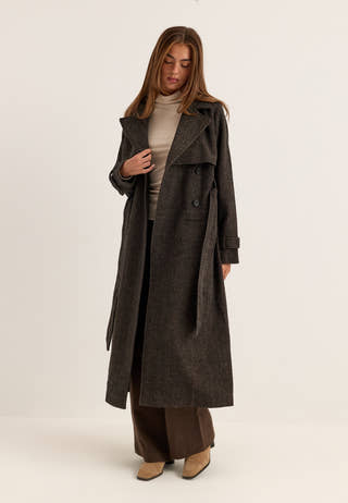 Tweed Trench Coat Multi