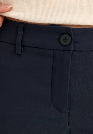 Mid Waist Stretchy Flared Trousers Blue
