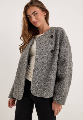 Bouclé Short Jacket Grey