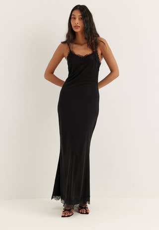 Lace Strap Dress Black
