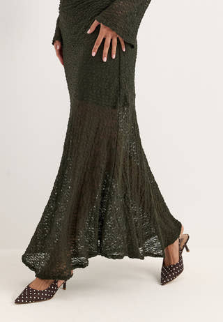 Long Sleeve Lace Maxi Dress Green