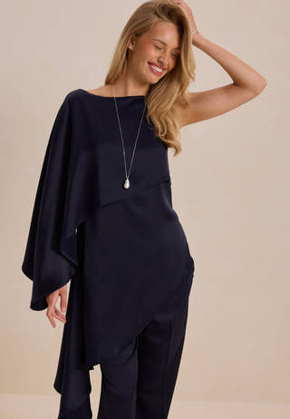 Asymmetric One Shoulder Satin Top