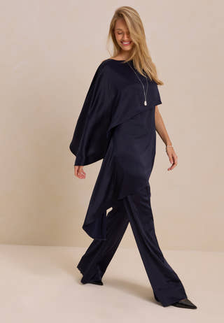 Asymmetric One Shoulder Satin Top