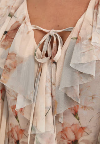 Mesh Flounce Top Floral