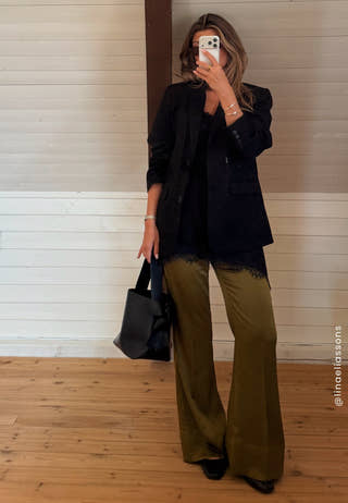 Flared Satin Trousers