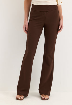 Soft Suit Flared Trousers Brown