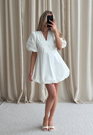 V-neck Bubble Hem Short Dress VIT