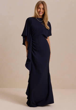 Draped Flounce Gown
