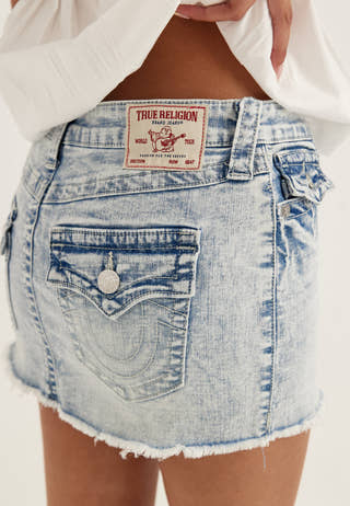 Sadie Mini Denim Skirt Flap Orange