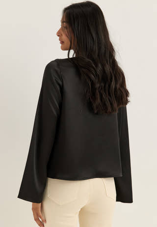 Satin Scarf Blouse Black