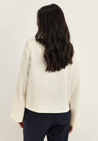 Satin Scarf Blouse White