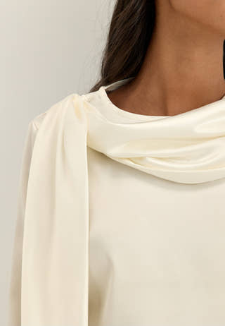 Satin Scarf Blouse White