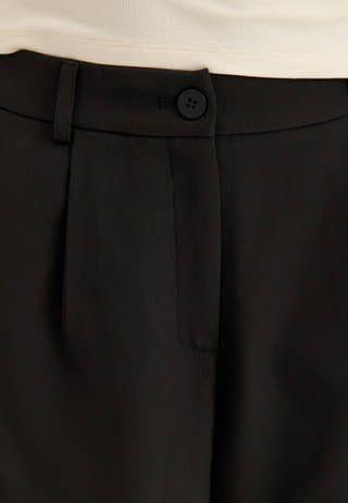 Mid Waist Barrel Trousers Black