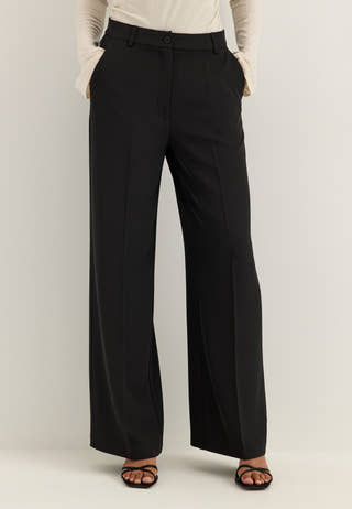 High Waist Wide Suit Trousers Black