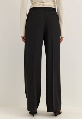 High Waist Wide Suit Trousers Black