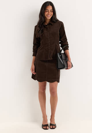 Corduroy Mini Skirt Brown