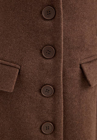 Shaped Wool Blend Coat Brown