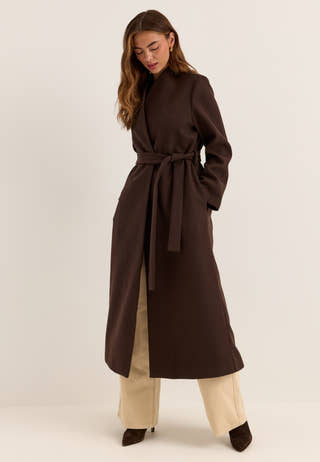 Belted Long Coat Brown