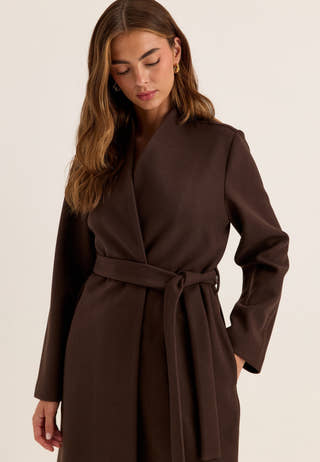 Belted Long Coat Brown