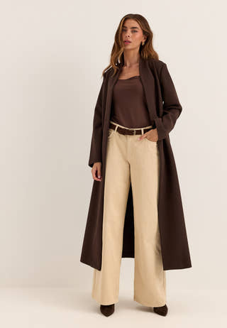 Belted Long Coat Brown