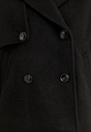 Wool Blend Short Coat Black