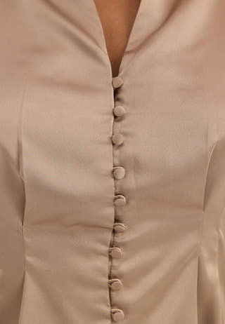 Pleated Satin Blouse Brown