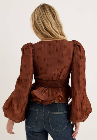 Corset Puff Sleeve Blouse Purple