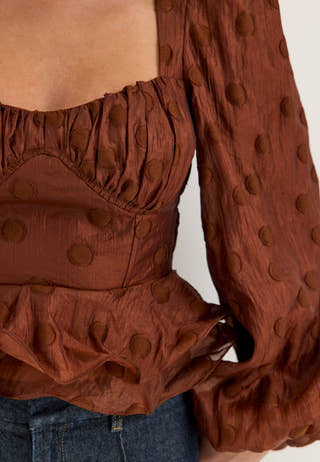 Corset Puff Sleeve Blouse Purple
