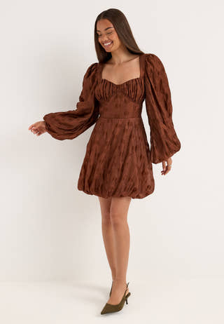 Corset Puff Sleeve Mini Dress Purple
