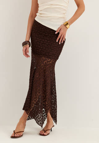 Waterfall Asymmetric Lace Skirt