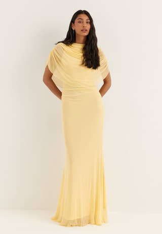 Cape Mesh Gown Yellow