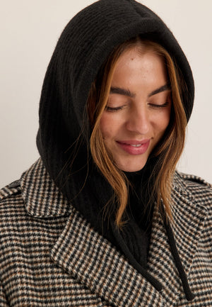 Wool Blend Knitted Balaclava Black