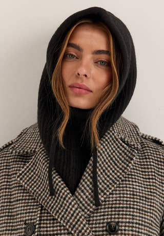 Wool Blend Knitted Balaclava Black