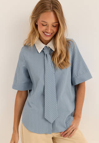 Vilinna 2/4 SHIRT W. TIE SHIRT Striped