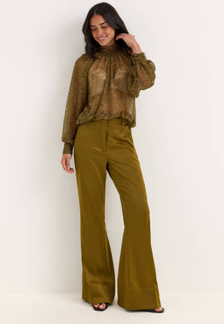 High Neck Lace Blouse Green