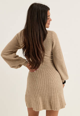Knitted Short Dress Beige