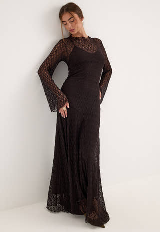 Lace Ankle Dress Brown