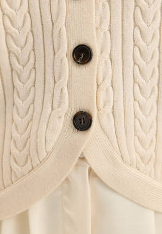 Cable Knit Cardigan White