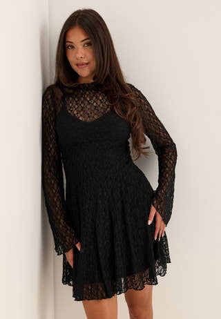 Lace Mini Dress Black