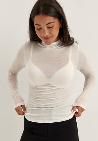 Long Sleeve Modal Top White