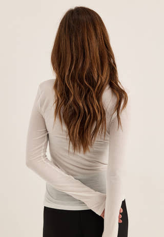 Long Sleeve Modal Top White