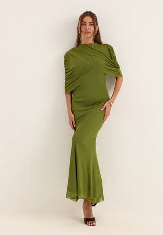 Vmrosetta 2/4 MESH MAXI DRESS Green
