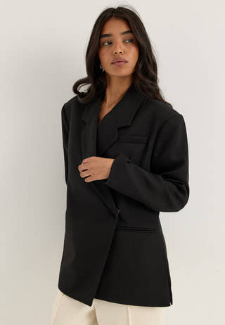 Vmelma Ls Oversized Slit Blazer Black
