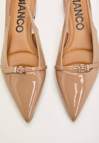 Biabari Pointy Flat Slingback Faux Leather