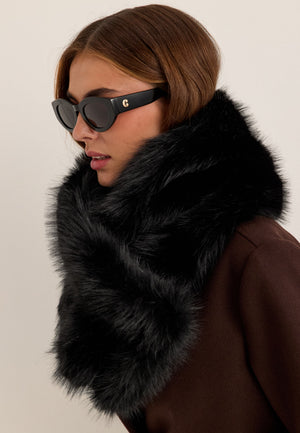 Faux Fur Scarves Black